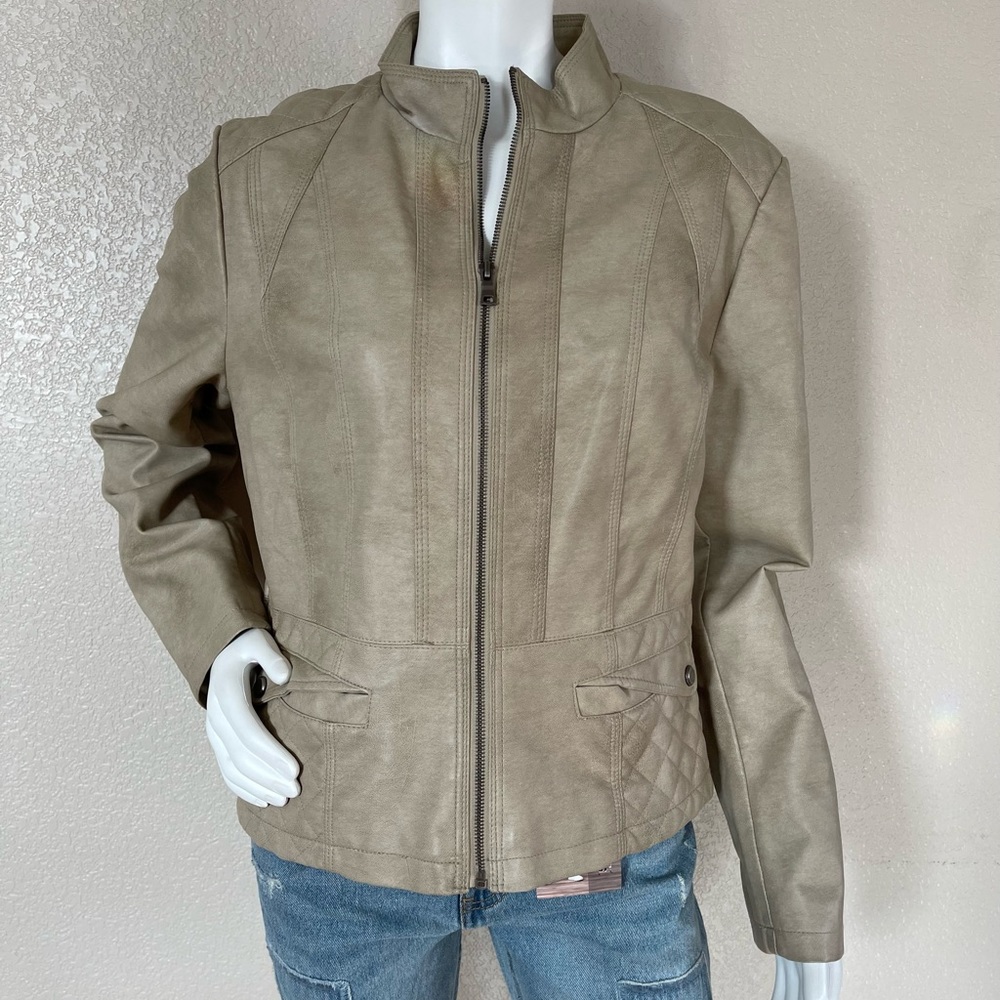 Giacca Faux-Leather Biker Jacket Size L